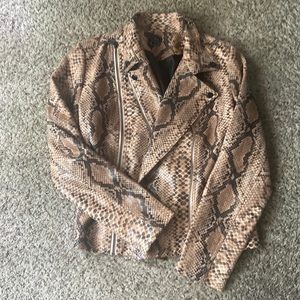 Faux leather moto snakeskin jacket size m